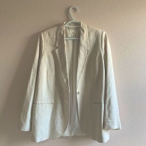 Cream Linen Blazer Button coat business attire women jacket H&M